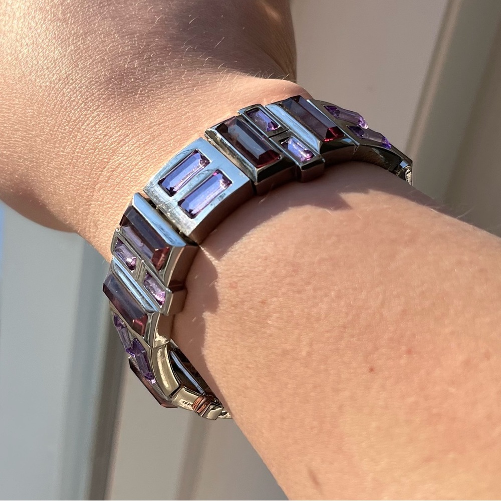 NWT Nine West Stretch Bracelet With Purple Crystals